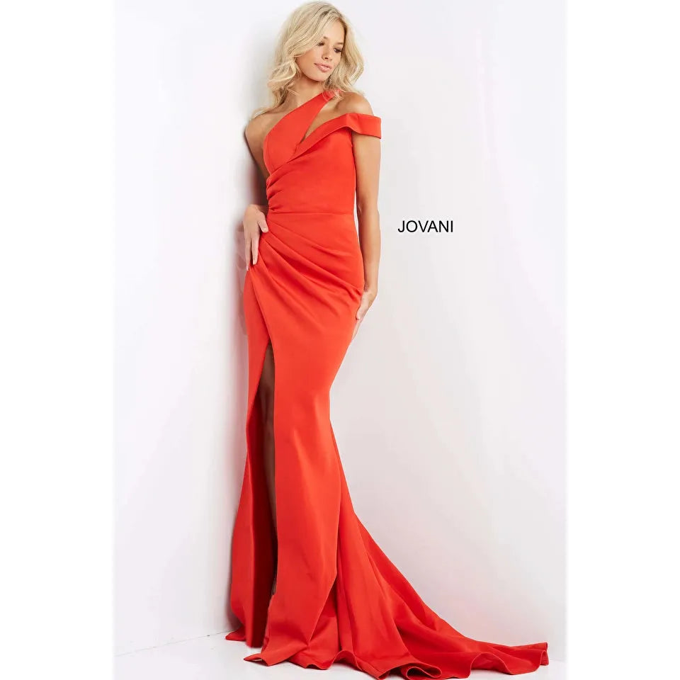 Jovani Tomato Scuba Elegant Prom Gown