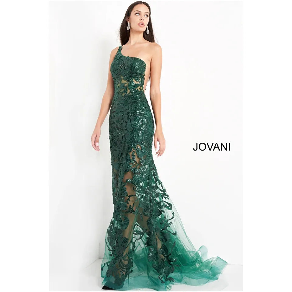 Jovani One Shoulder Embellished Prom Dress