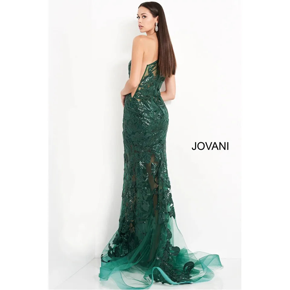 Jovani One Shoulder Embellished Prom Dress